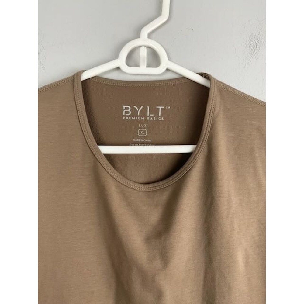 BYLT Premium‎ Basics Lux Crew Neck T-Shirt XL Tan Brown Cotton Blend Casual Tee - Picture 3 of 10